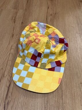 BAGGU Yellow Multi-Color Checkered Cotton Cap